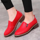Women Flat Shoes Round Toe Lace-Up Oxford Shoes Woman Genuine Leather Brogue Women Shoes Free Shipping