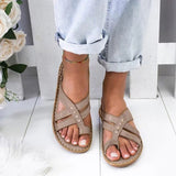 For Women Ladies 2021 Summer Women Flat Shoes Slip-On Femme Gladiator Shoes Wedge Comfy Sandals Woman Sandalias