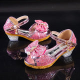 Sandals Summer 2020 New Children's Princess Shoes Little Girls High-heeled Bow-knot Crystal Sandals Party Dress