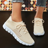 Breathable Running Shoes for Women Non Slip Knitted Green Sneakers Woman Soft Sole Slip On Casual Flats Plus Size