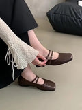 Style Dress, Shallow Mouth, Vintage Leather Shoes, Women's 2024 New Spring And Autumn Flat-Soled Mary Jane