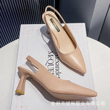 Breakj Back Empty Single Shoes Women 2025 Summer New French Pointed One-Word Buckle With Sandals Women Fashion High