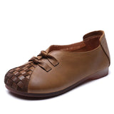Breakj Layer Of Cowhite Retro National Style Single Shoes Women 2025 Spring New Flat Soft Sole Comfortable One-Footed Mother