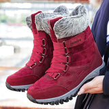 o'clock Quality Women's Winter High Boots Outdoor Non-slip Mid-calf Sneakers Comfortable Warm Lined Shoes for Cold