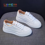 White Sneakers 2021 New PU Leather Flat Platform Sneakers Tennis Vulcanized Casual Sports Shoes Designer basket