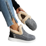 New Thick Bottom Snow Boots Women Add Velvet And Thick Hair Warm Large Size Sewing Bag Women's Cotton