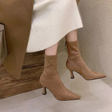 Breakj Short Boots Women Autumn And Winter Commute High And Bare Boots Korean Version Of Thin Skinny Boots Tips And Elastic Socks