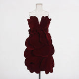 Temperament Sexy Breast Short Dress 2025 Summer New Fashion Flowers Spliced Sleeveless Design Short Dress