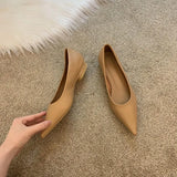 Women Low Heel Pumps Spring Autumn Pointed Shallow Mouth Soft Sole Single Shoe Ladies Work Shoes Female Solid Casual Heels