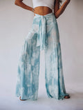 Ladies Spring Fashion Casual Beach Trousers Vintage Floral Printed Wide Leg Pants Autumn New Women Loose High Waist Long