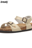 2023 New Summer Beach Cork Sandals Casual Women Outside Non-slip Double Buckle Sandalias