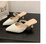 Breakj Sandals Women Wear Two Slippers Summer Outside Wearing Pointed Thin Heel Water Drill After The Empty Single Shoes Women 2025