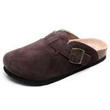 Autumn Women's Closed Toe Slippers New Suede Leather Yellow Mule Clogs Cork Sandals For Women Garden Clog