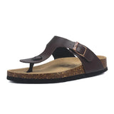 Men Cork Slippers PU Leather Men's Sandals Fashion Flip Flops For Men Mule Clogs Slippers
