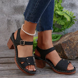 Breakj New One-Word With Slope Heel Sandals Women's Shoes Large Size Fish Mouth Slope And Thick-Soled