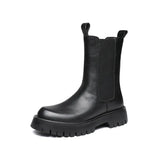 Breakj Boots Autumn Breathable Male High Top Leather Shoes Work Boots Korean British Style Ankle Boots