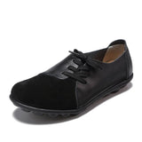 Shoes 2021 Spring Genuine Leather Moccasins Flats Shoes Woman Lace-Up Casual Ladies Driving Shoes Plus