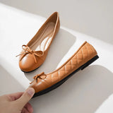 Big Size Bowtie flat shoes woman round toe crystal glitter slip on loafers soft bottom bow ballet flats ladies OL