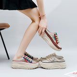 Breakj Korean Version Net Low Help Dad Shoes Female 2025 Summer New Breathable Student Sports Increase Leisure XW