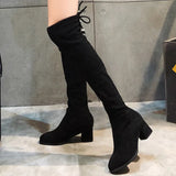 Autumn Suede Style Slim Comfortable Sexy Long Tube Over-the-knee Thick-soled Round Toe Strap Fashion High-Top Women's