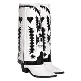 Breakj New 2023 Thick Heel Boots Color Show Western Boots Women's Full Cowhide Plus Size Martin