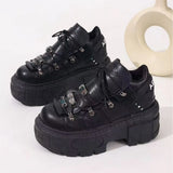 Breakj New Black Old Dad Shoes Thick-Soled Women's Shoes Heavy Metal Personality Goo-Punk Boots