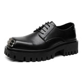 Breakj Men's Square Head Big Head Shoes Korean Version Advanced Sense Derby Shoes Niche Casual Shoes