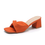 Designer Slippers Women Mules Shoes Fashion Lychee Pattern Open Toe Slides Ladies Brand Square Heel Mules Female