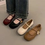 Leather Retro Round Head Metal Buckle Love Shoes Girl Spring 2024 Korean Version Of The New Ugly Cute Mori Shoes