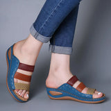 Sandals 2023 Summer New Slope Heel Color One-Word Women's Sandals Wish Out Of