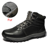 Winter Warm Men Boots Genuine Leather Fur Plus Men Snow Boots Handmade Waterproof Working Ankle Boots High Top Men