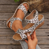 Breakj 2025 Summer Slope And Thick-Soled Sandals Women's Shoes Large-Size With Fish Mouth Magic
