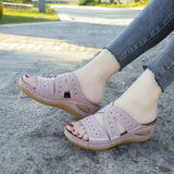 Breakj Summer Cool Slippers Women's Slope And Fish Mouth Loose Cake Bottom Large Multi-Color Embroidered Women's Cool