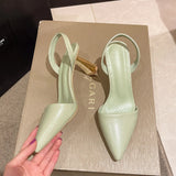 Breakj Heel Baotou Sandals Female Summer 2023 New Good Match Pointed Thick Heel Female Empty Fashion