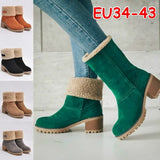 Breakj 2025 Autumn And Winter Mid-Boul Thick Heel Overslip Snow Boots 43-Yard Cotton