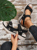 Woman 2024 Trend Summer Retro Roman Sandals Women Pu Casual Wedge Sandals Slippers Women Platform