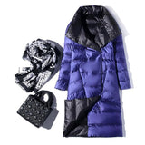 Ultra Light Long Jacket Women Winter Double Sided Slim White Duck Down Coat Single Breasted Turtleneck Warm