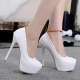 Breakj Cm White Heel Single Shoes Red Thin Heel Waterproof Table White Wedding Shoes Large High Heels Wedding