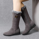Winter Women Long Boots Warm Plush Cow Suede Snow Boots Women Shoes Fashion Zipper Women's Winter Boots Zapatos De
