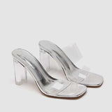 Breakj Summer Slippers Women's Summer To Wear The New Crystal Coarse And Exposed Cool Drag Transparent Temperament High-Tall One-Word