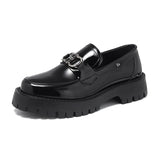 Breakj Of 2024 New Youth Round Head Big Head Low Heel Set Foot Fashion Casual Daily Paint Leather Shoes