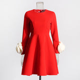 Spring 2025 New Fashion Round-Neck Long-Sleeved Three-Dimensional Flower Splicing Design Sense Slimming Short