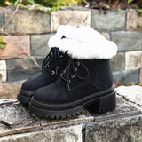 Breakj Mouth Plus Velvet Short Boots Women 2025 Autumn And Winter New Large-Size Round Head Coarse And Fashion Tice Cotton