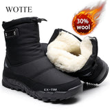 boots Men Hiking Shoes Waterproof Winter Boots With Fur Winter Warm Shoes Non-slip Outdoor Men Boots Platform Thick