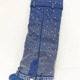 Breakj Heel Cowboy Boots All Over The Sky Star Diamond Pointed Women's Boots Plus Size Long Belt Buckle Heel