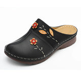 Women's Shoes Are Specially Designed For Large-Size Baotou Women's Sandals, Flower Flat-Soled Women's