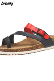 2023 New Women Summer Cork Slippers Casual Slip on Beach Outside Slides Flip Flops