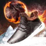 Men Boots Casual Winter Sneakers High Top Leather New Vintage Warm Comfortable Plush Snow Ankle Boots Walking