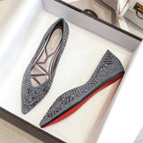 New Women Pointed Toe Flats Fashion Glitter Beading Ballerian Shoes Spring Autumn Slip on Comfortable Shallow Single
