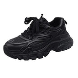 Breakj Thick-Bottomed Old Dad Shoes Women's 2025 Summer New Fashion Lace Casual Sports Single Shoes Pure Color Round Head Women's